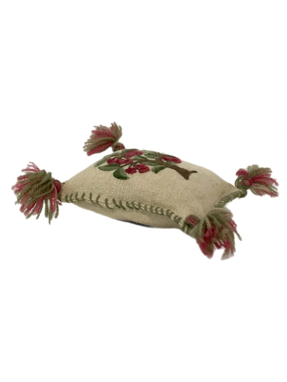 Crewel Embroidery Pin Cushion - Berry Tree